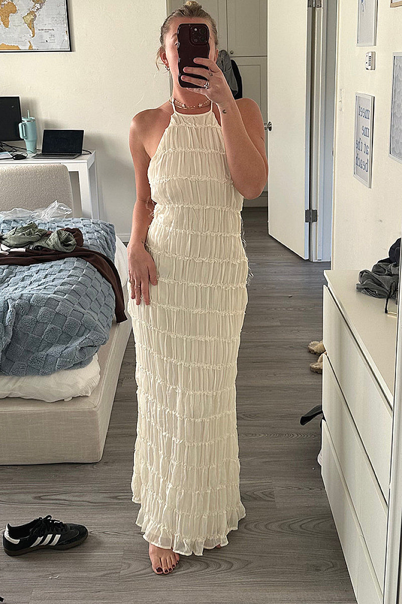 New Women's Backless Ruffled Dress
