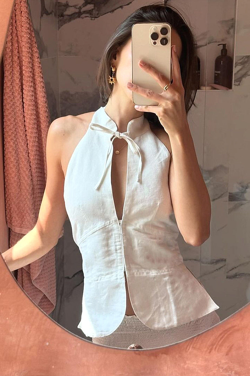 Summer Vintage Halter Neck Slim Fit Top for Women