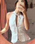 Summer Vintage Halter Neck Slim Fit Top for Women