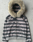 Vintage Striped Hooded Coat for Fall and Winter