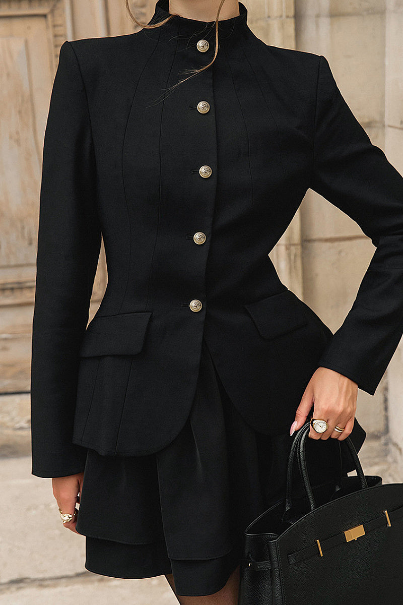 Vintage American Style College Blazer and A-Line Skirt Set