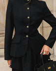 Vintage American Style College Blazer and A-Line Skirt Set