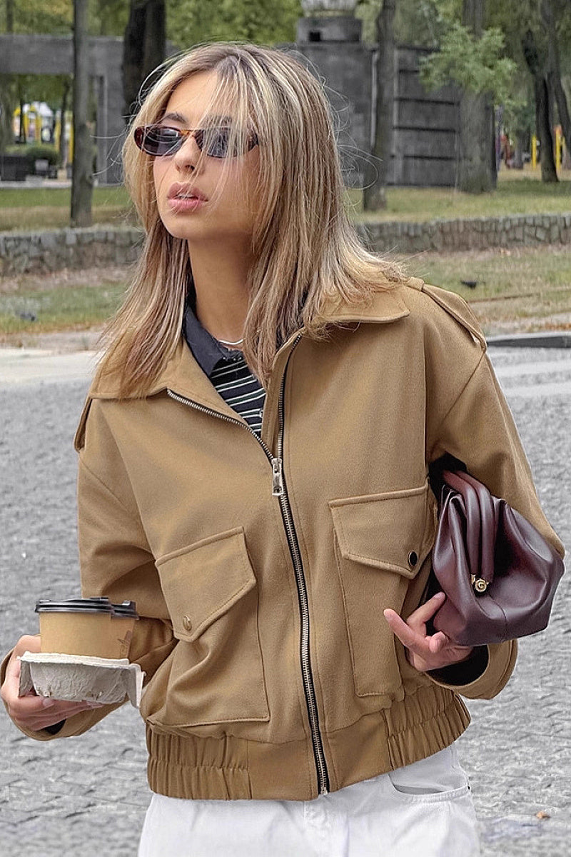 Retro Brown Pilot Jacket for Women