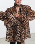 Chic Ruffled Leopard Print Chiffon Blouse