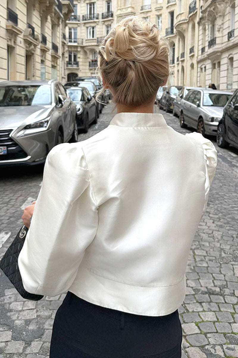 Retro Elegant Short Puff Sleeve Shirt