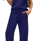 Casual Loose Fit Pocket T-Shirt and Pants Set