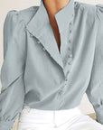 Spring Women's Long Sleeve Chinese Collar Shirt