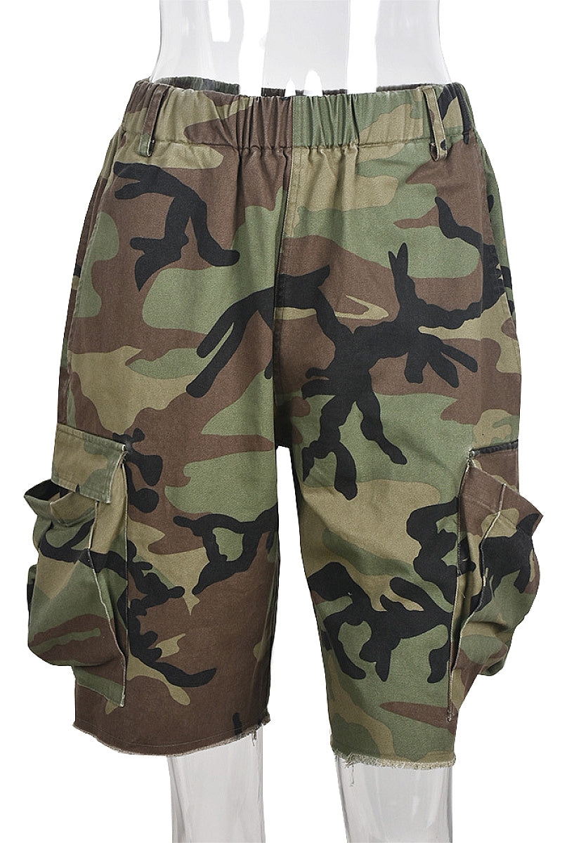 Summer Casual Loose Camouflage Pocket Shorts