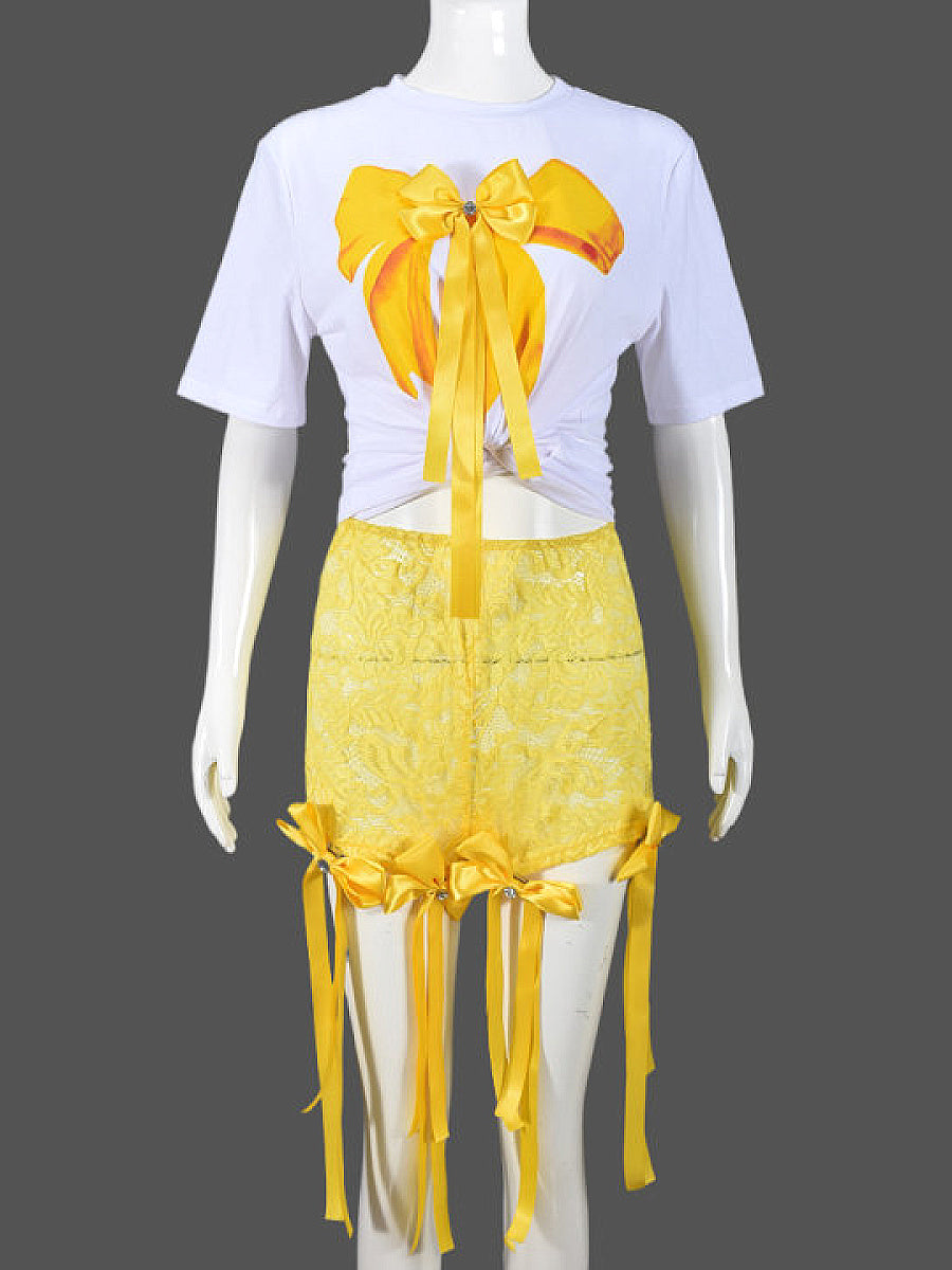 3D Butterfly Print Loose Top and Shorts Set