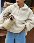 Cozy Fleece Polo Sweatshirt for Fall