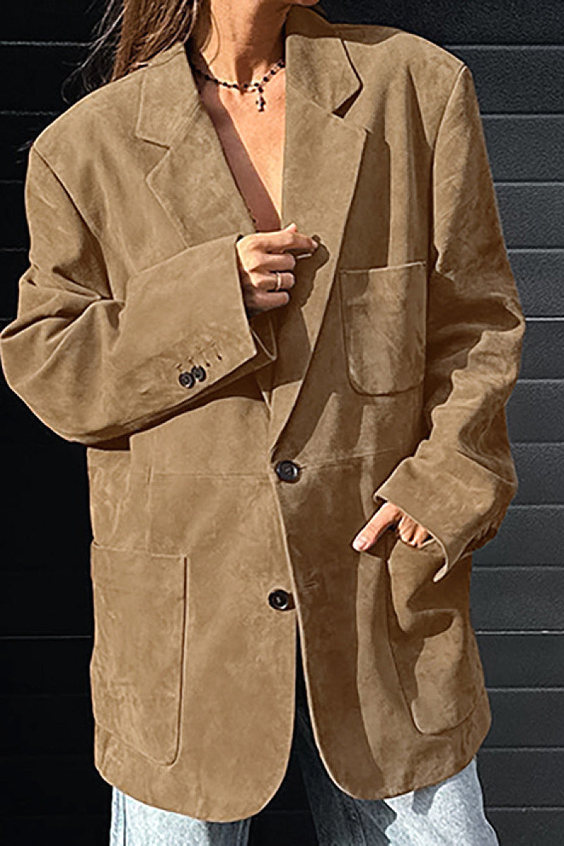 Vintage Brown Suede Blazer for Women