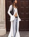Elegant White Ruffled Sleeve Mermaid Dress