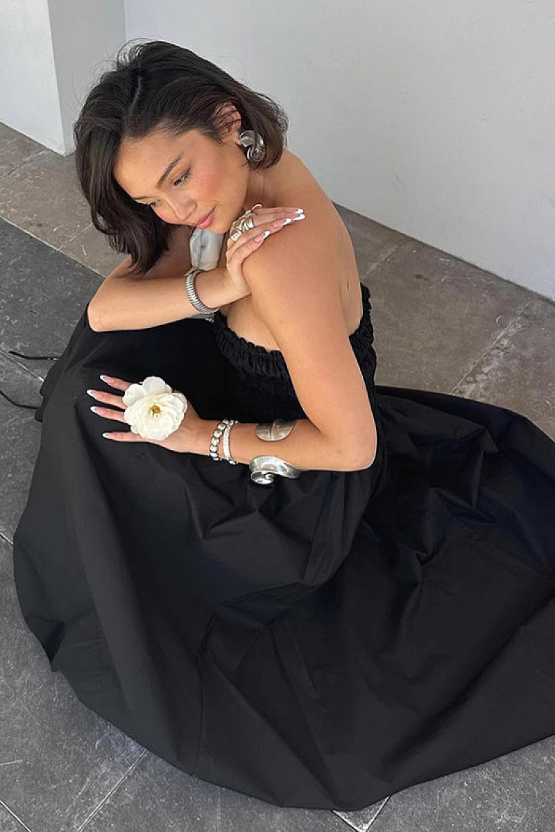 Elegant Black Strapless A-Line Dress for Women