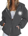 Plus Size Zip-Up Hoodie Cardigan for Women