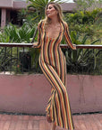 Autumn Women's V-Neck Long Sleeve Dress