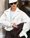 Stylish Women's Woolen Blazer with Lapel