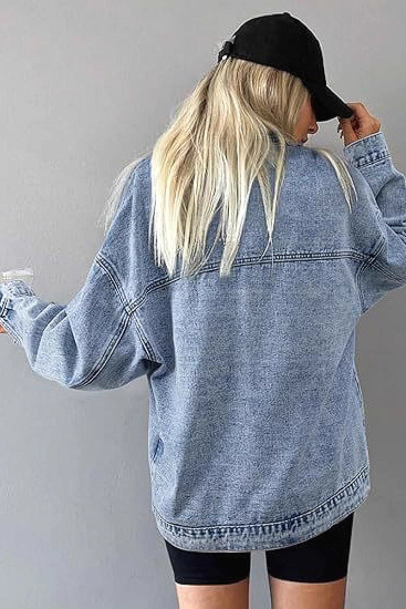 Casual Loose Shoulder Button Denim Jacket