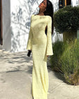 Elegant Backless Long Sleeve Dress