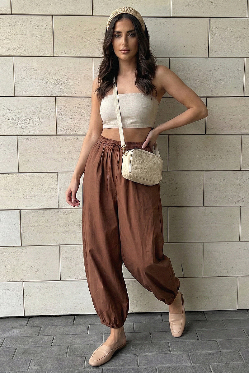 Trendy Solid Color Casual Balloon Pants for Women