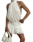 Chic Halter Neck Mini Dress for Summer Vacation