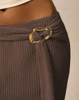 New Autumn Winter Women Knitted Skirt with Metal Accents