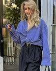 French Blue Striped Shirt for Women
