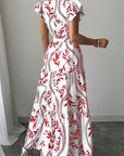 2026 Spring Summer New Floral Ruffle V-Neck Dress