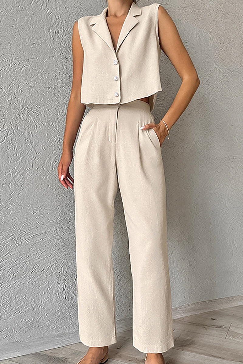 French Cotton Linen Stylish Casual Set