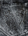 Millennial Ghost Denim Pants with Embroidery