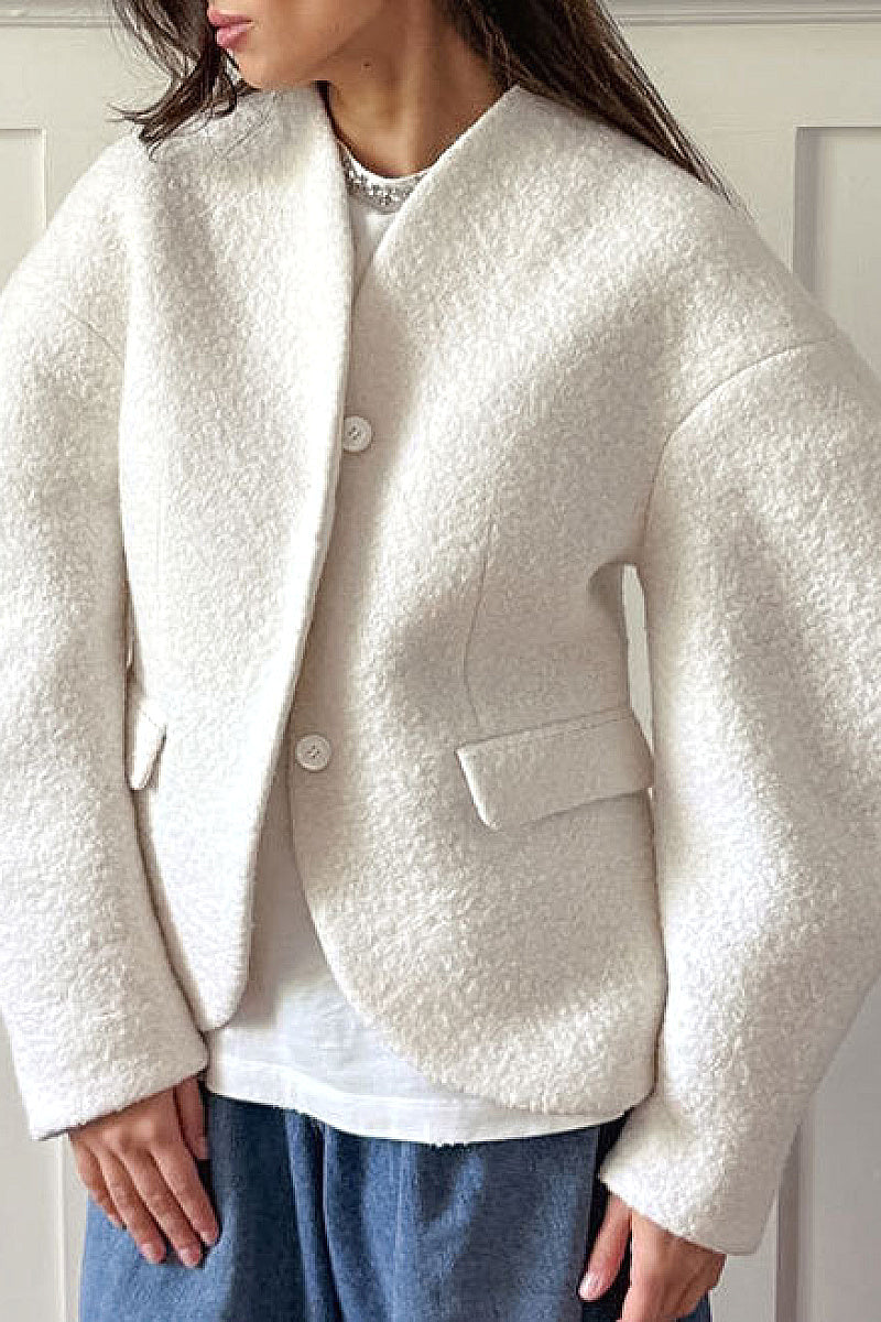 Thick Woolen Coat for Women in Solid Color