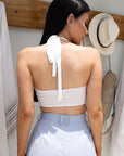 Stylish Cross-Back Crop Top with Tie Design