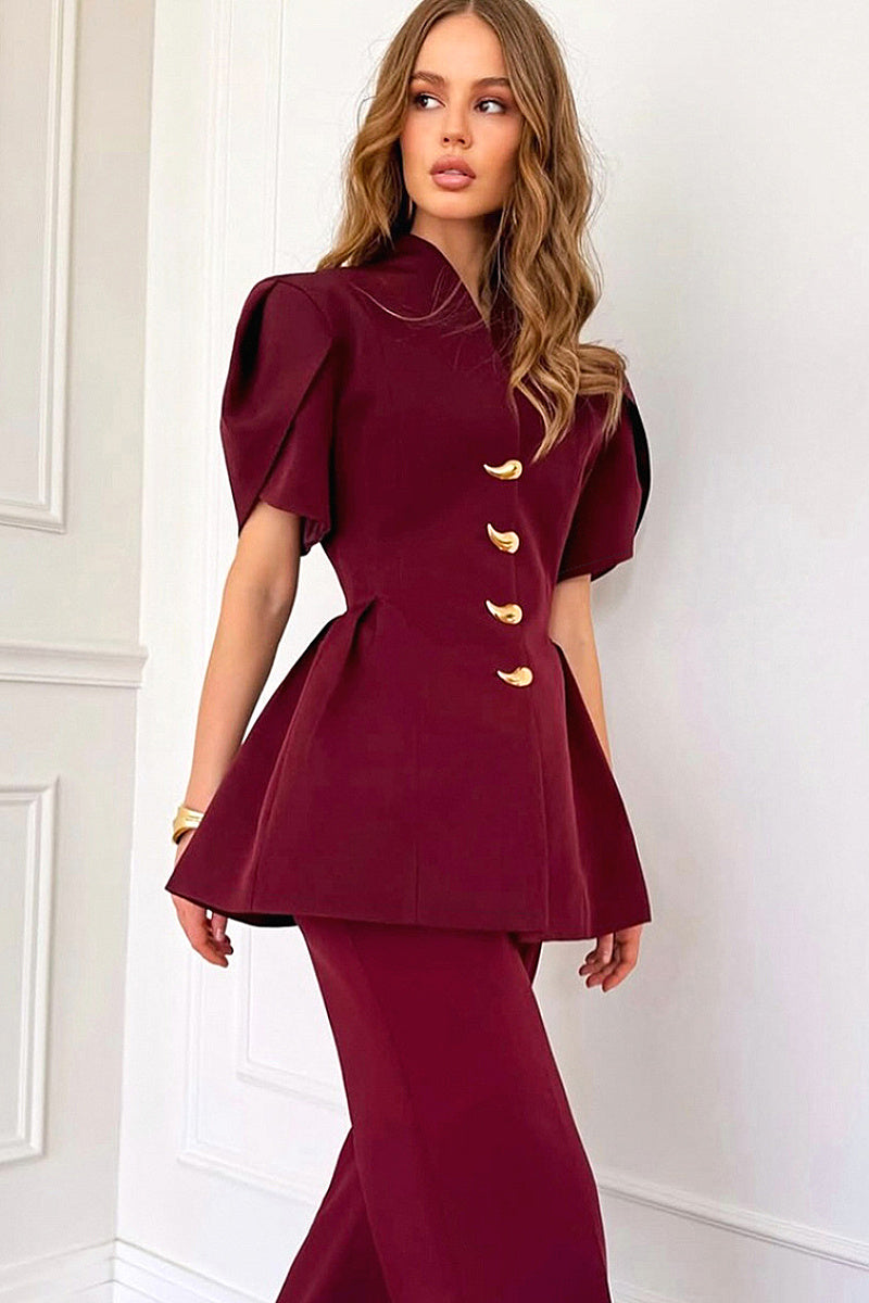 French Petal Sleeve Waist Shirt for Women