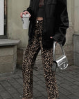 Retro Stylish Leopard Print Slim Pants