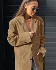 Vintage Brown Suede Blazer for Women