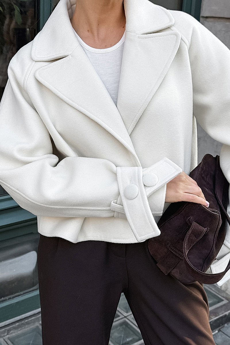 Stylish Women's Woolen Blazer with Lapel