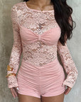 Fashionable Sexy Lace Long Sleeve Jumpsuit