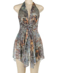 Summer Sexy Deep V Neck Halter Backless Dress