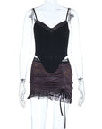 European Style Lace Bodice Slim Top and Skirt Set