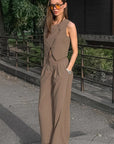 Chic Khaki Two-Piece Set for Women