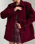 Vintage Velvet Jacket for Women in Burgundy