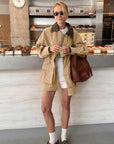 Vintage Khaki Trench Coat for Commuting