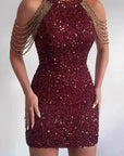 2026 Spring Summer Fashion Sexy Crystal Chain Bodycon Dress