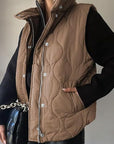 Fashionable Casual Sleeveless Cotton Vest with Zipper
