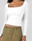 Women's Slim Fit Long Sleeve U-Neck Top