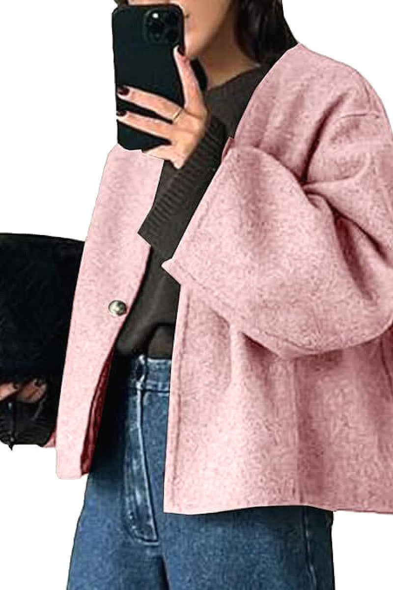 Fashionable V-Neck Woolen Cardigan for Women