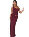 Chic Two-Piece Dress Set with Slit Skirt