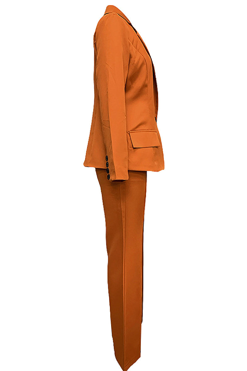 Elegant Long Sleeve Blazer and Flare Pants Set