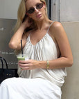 Elegant Satin Cami Top with Ruching