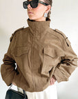 French Vintage Suede Jacket for Autumn and Winter