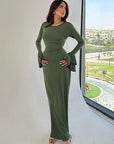 Elegant Black A-Line Dress with Long Sleeves